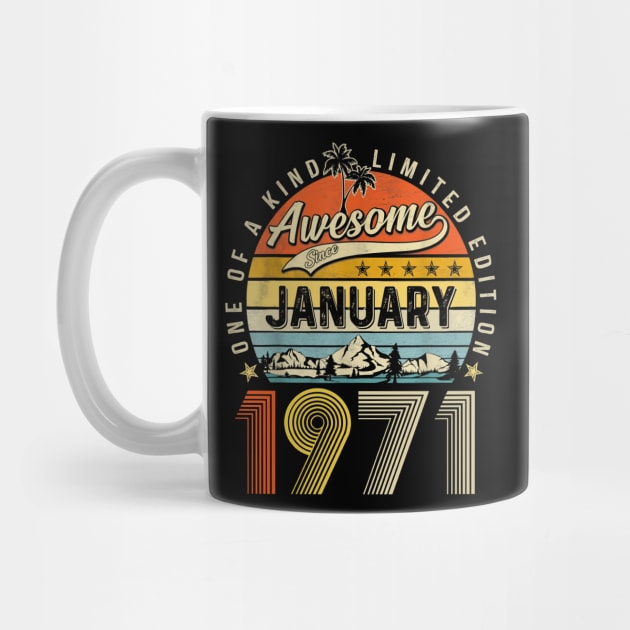 Awesome Since January 1971 Vintage 52nd Birthday by PlumleelaurineArt